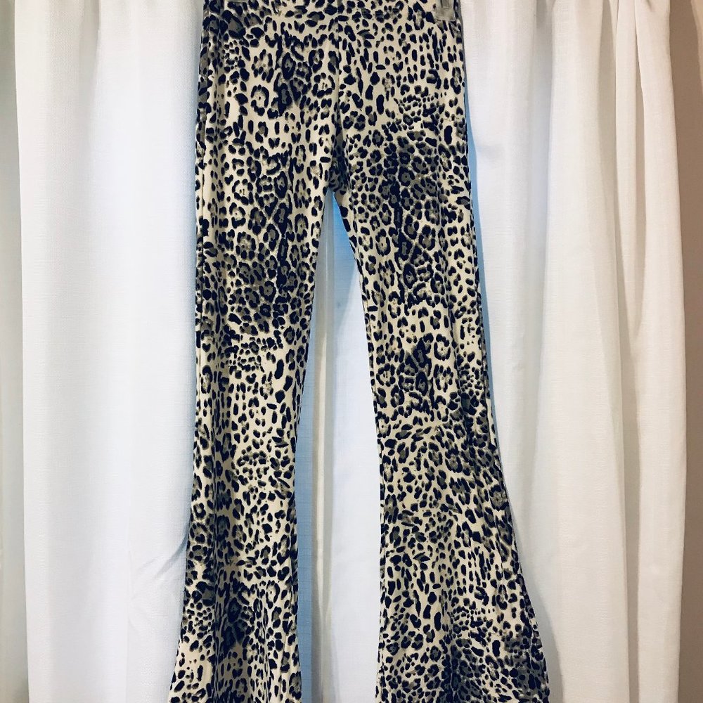 Flared cheetah pants